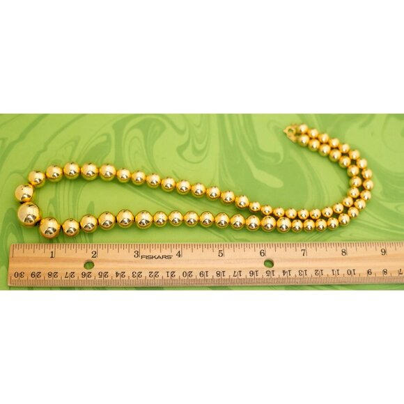 Vintage Victorian Gold Tone Spheres Beaded Necklace by Korea 24 inch - W10 - Picture 3 of 3